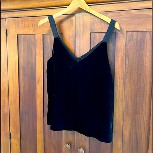 J crew black velvet dressy tank top, size small